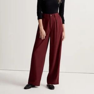 Madewell Neale Straight Wide Leg Pants In Drapeweave Cabernet Red 2